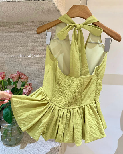 AS OFFICIAL Holiday Bubble Halter Tie Top