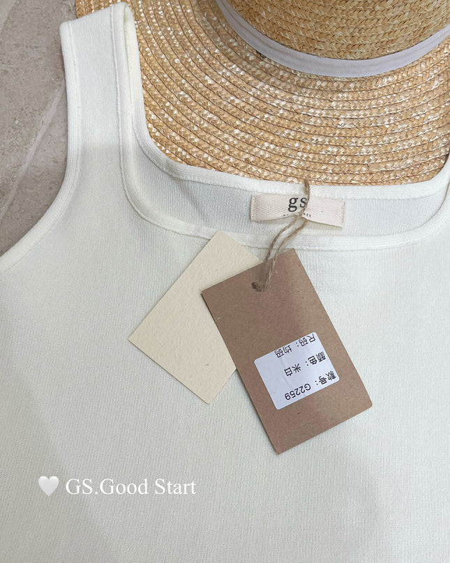 GS.GOOD START Sweet Puff Hem Square Neck Top