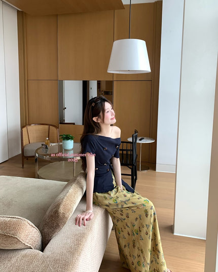 AS OFFICIAL Soft Sexy One-Shoulder Waist-Tie Top