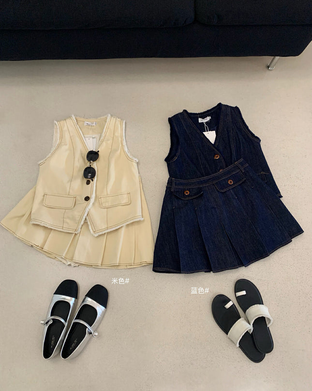WG.WE Trendy Vest Top & Pleated Skirt Set