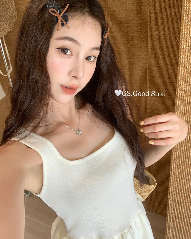 GS.GOOD START Sweet Puff Hem Square Neck Top
