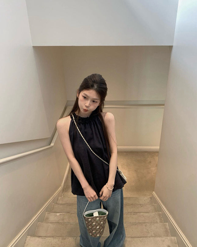 WGWE Ruffle Edge Sleeveless Summer Top