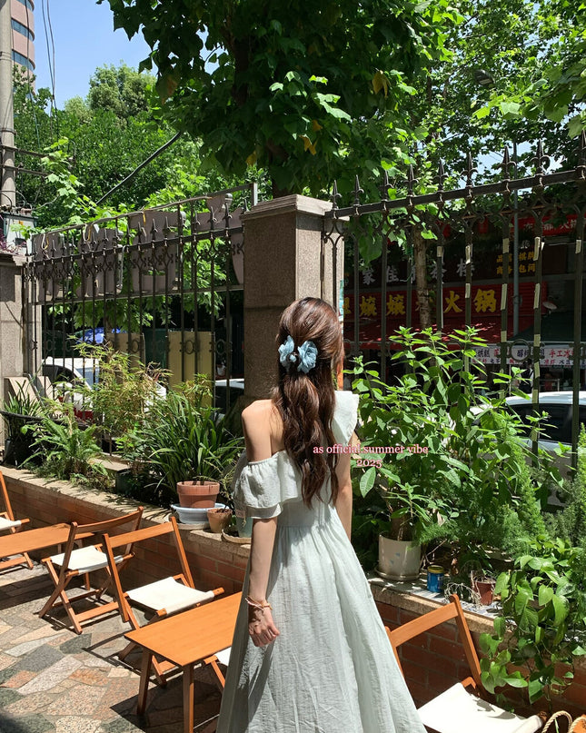 AS OFFICIAL Windsor Garden Ruffle Off-Shoulder Dress