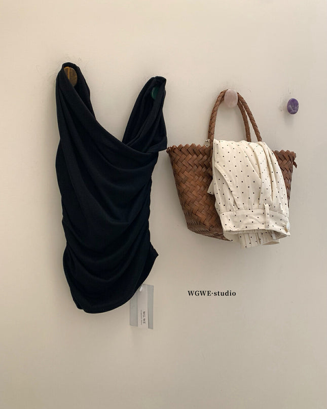 WG.WE Asymmetrical Ruched Slim-Fit Off-Shoulder Top