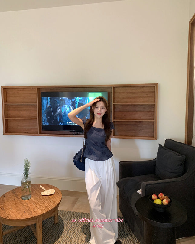 AS OFFICIAL Linen Wide Leg Relaxed Fit Pants