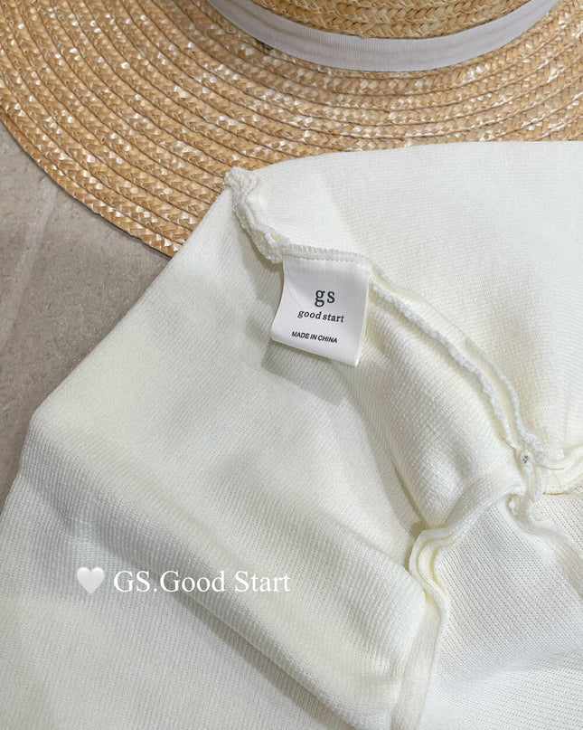 GS.GOOD START Sweet Puff Hem Square Neck Top