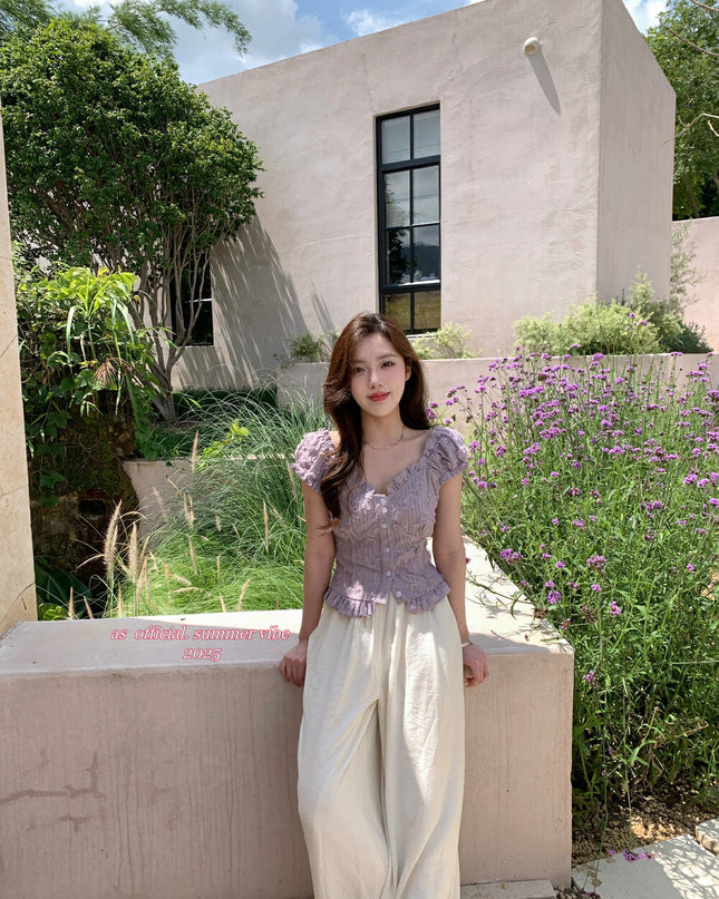 AS OFFICIAL Jacquard Ruffle Off Shoulder Two-Way Top