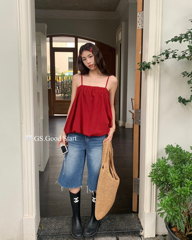 GS.GOOD START Sweet Youthful Bubble Hem Cami Top