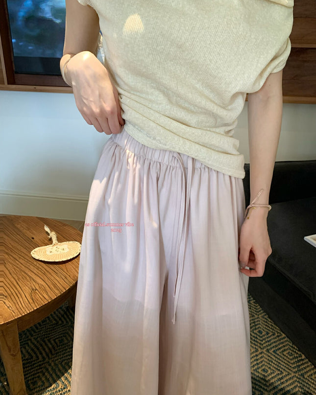 AS OFFICIAL Drawstring Wide Leg Coastal Pants