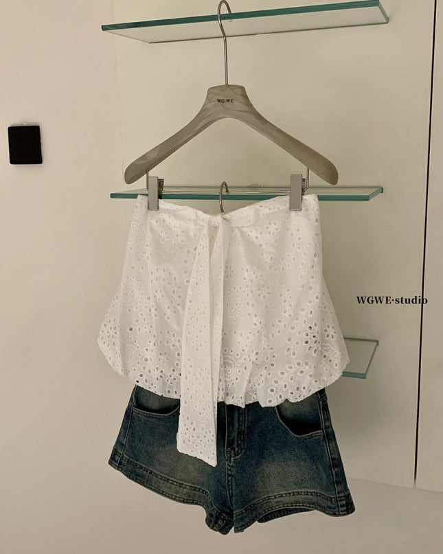 WG.WE Stylish Bow Tie Strapless Top – Summer Cutout 2-Way Tank