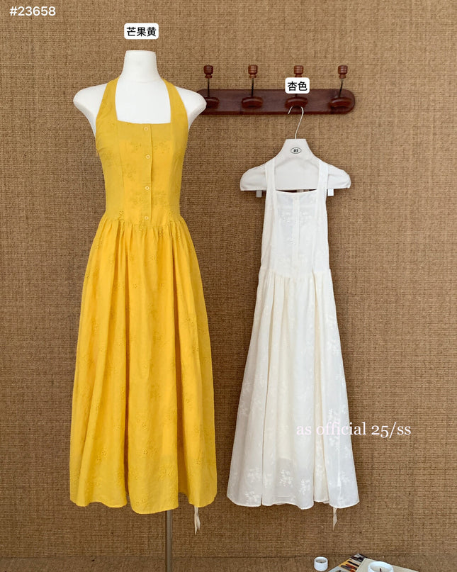 AS OFFICIAL Soft Feminine Halter Backless Dress