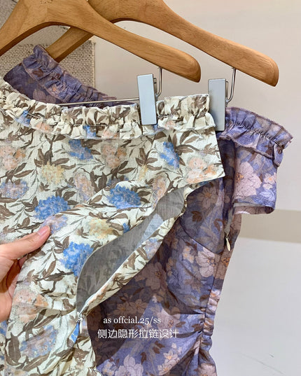 AS OFFICIAL Floral One-Shoulder Ruffle Top