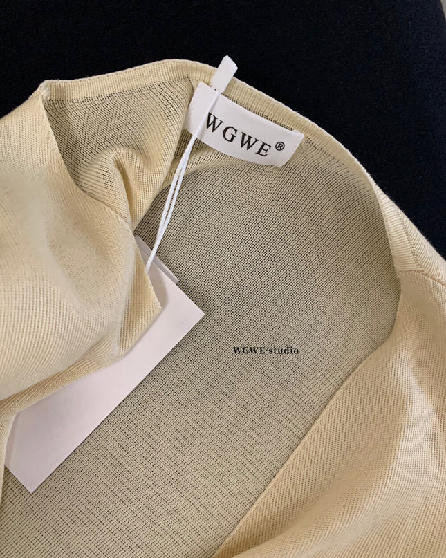 WGWE Korean Style V-Neck Cross Tie Short Sleeve Knit Top
