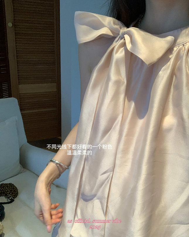 AS OFFICIAL Halter Bow Tie Cami Top