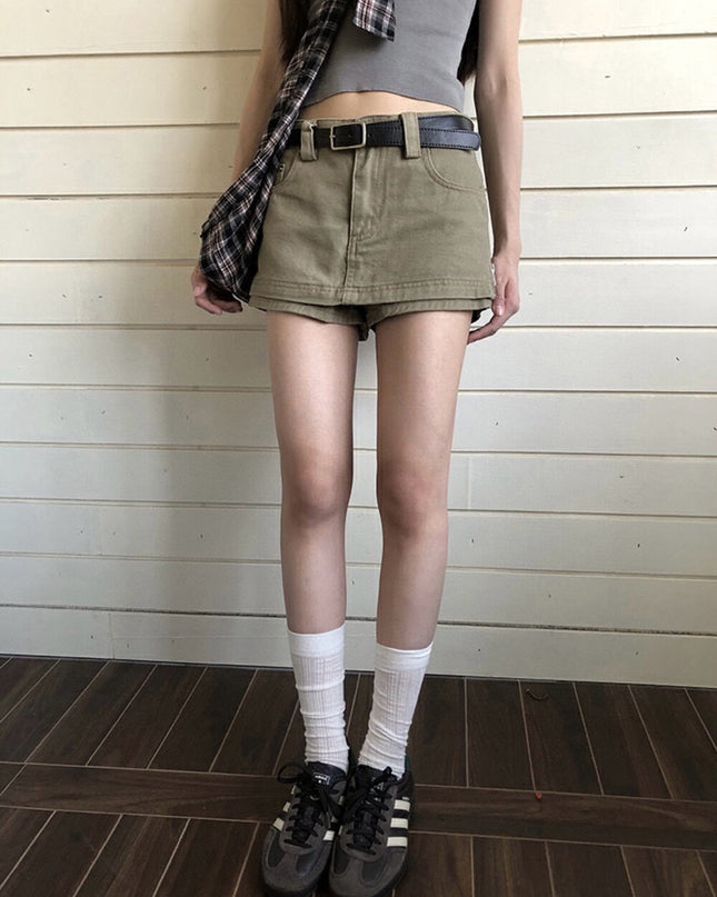 WGWE Low-Waist Ruched Mini Skirt