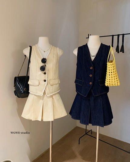 WG.WE Trendy Vest Top & Pleated Skirt Set