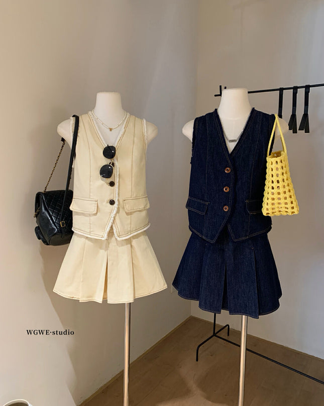 WG.WE Trendy Vest Top & Pleated Skirt Set