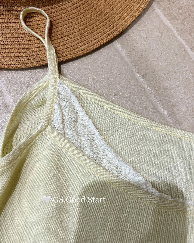 GS.GOOD START Korean Sweet Lace Patchwork Cami Top