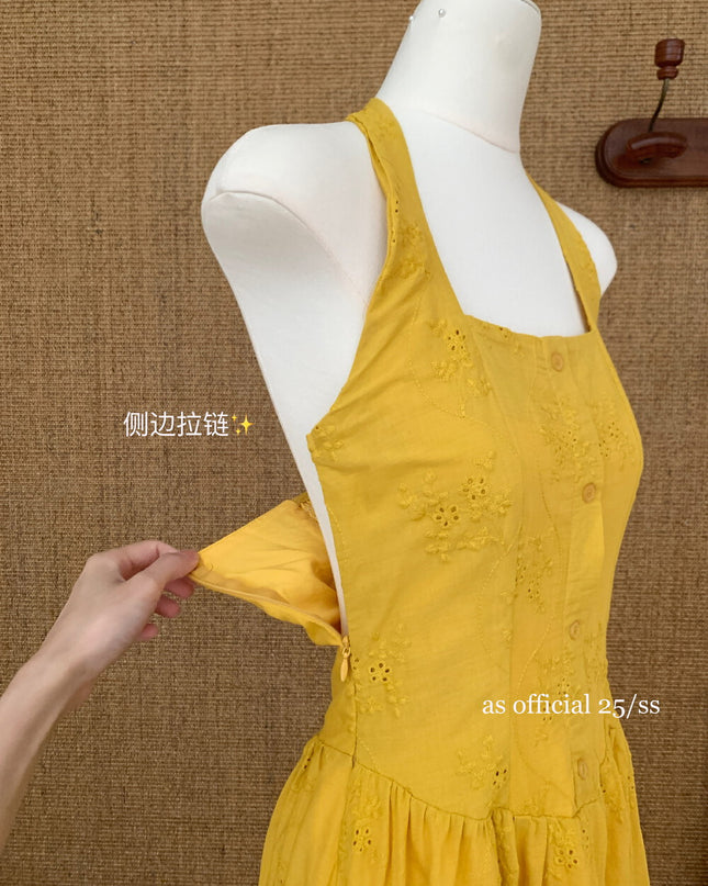 AS OFFICIAL Soft Feminine Halter Backless Dress