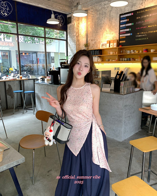 AS OFFICIAL Tie-Strap Asymmetric Sleeveless Top