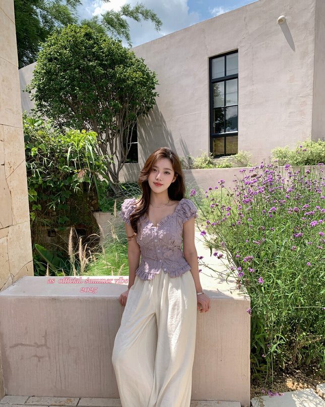 AS OFFICIAL Jacquard Ruffle Off Shoulder Two-Way Top