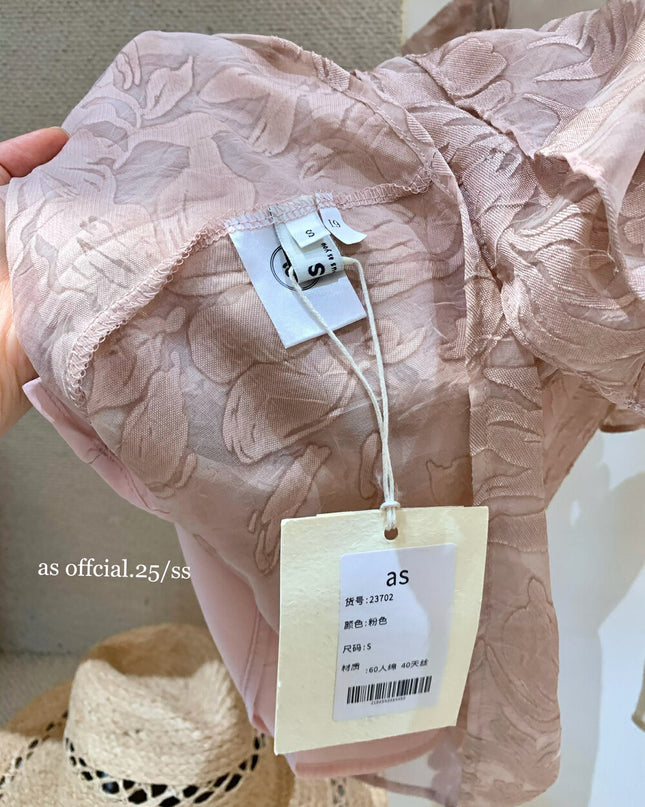 AS OFFICIAL French-Inspired Jacquard Ruffle Top