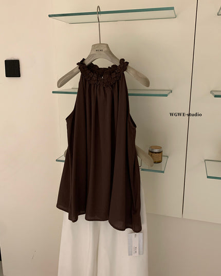 WGWE Ruffle Edge Sleeveless Summer Top