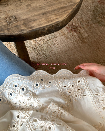 AS OFFICIAL Sequin Embroidered Sweetheart Babydoll Top