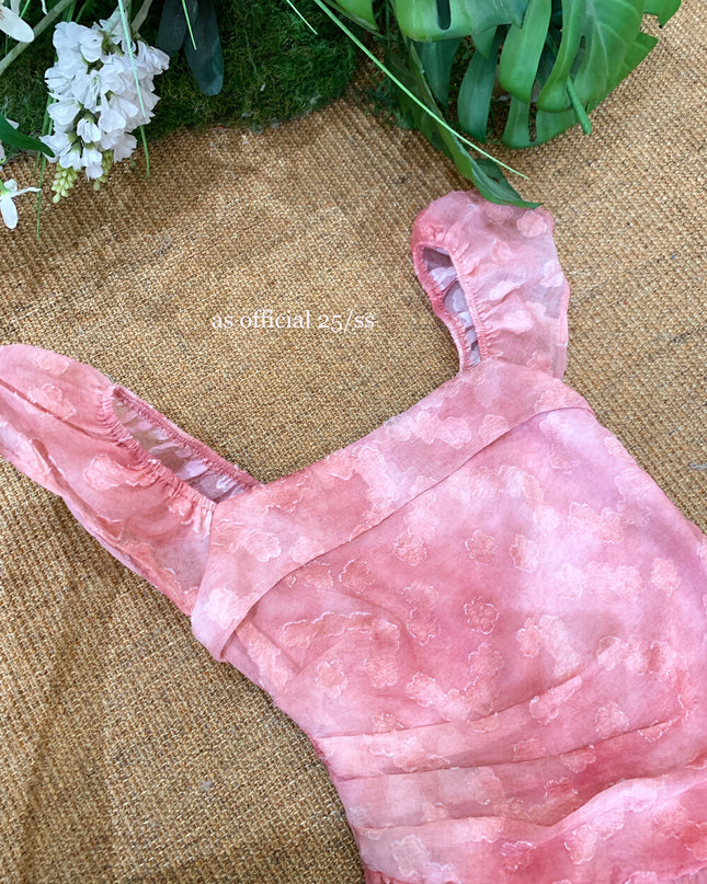 AS OFFICIAL Floral Ruched Puff Sleeve Dress