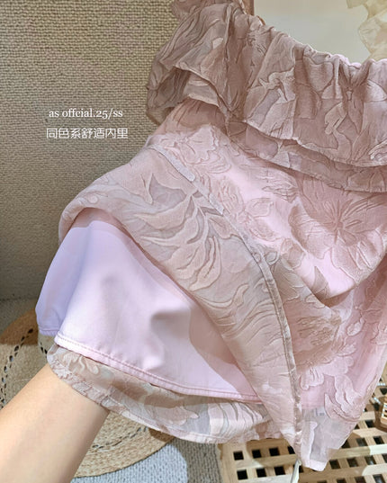 AS OFFICIAL French-Inspired Jacquard Ruffle Top