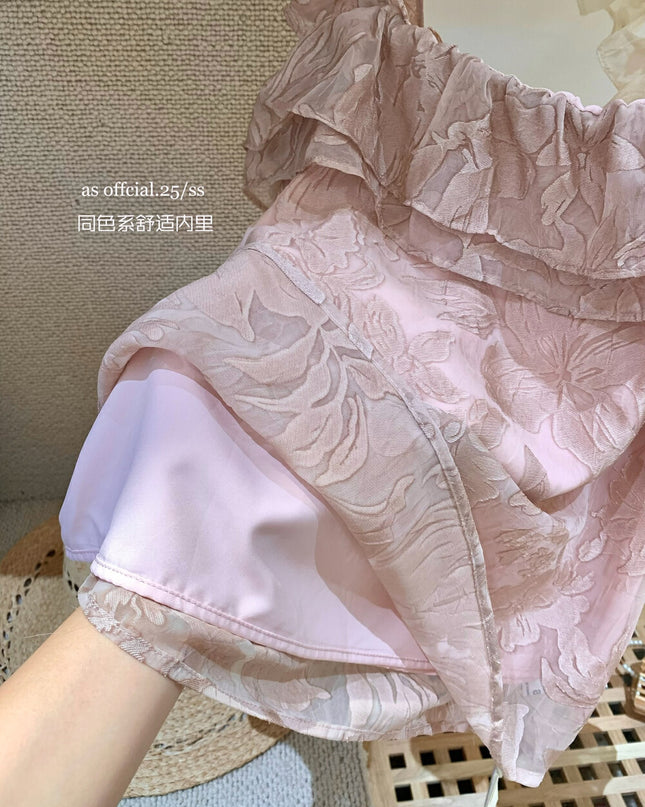 AS OFFICIAL French-Inspired Jacquard Ruffle Top