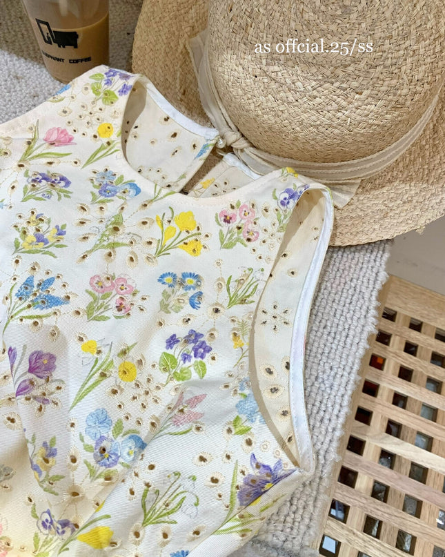 AS OFFICIAL Summer Bloom Tulip Denim Vest