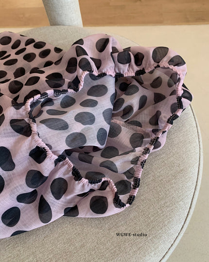 WGWE Polka Dot Cut-Out Halter Sleeveless Fitted Top