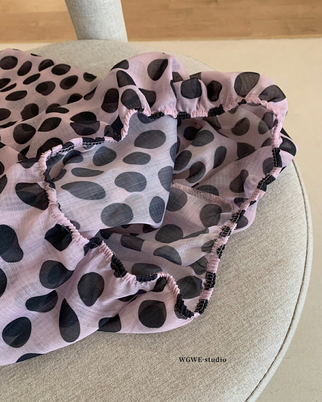 WGWE Polka Dot Cut-Out Halter Sleeveless Fitted Top