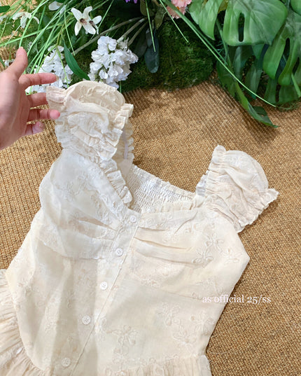 AS OFFICIAL Jacquard Puff Sleeve Two-Way Dress