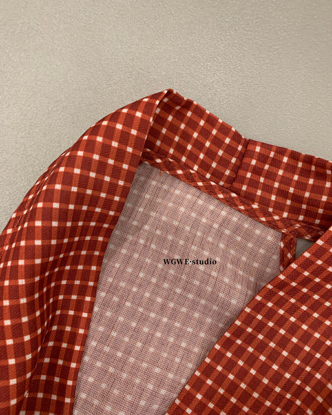 WG.WE Plaid Halter Twist Crop Top