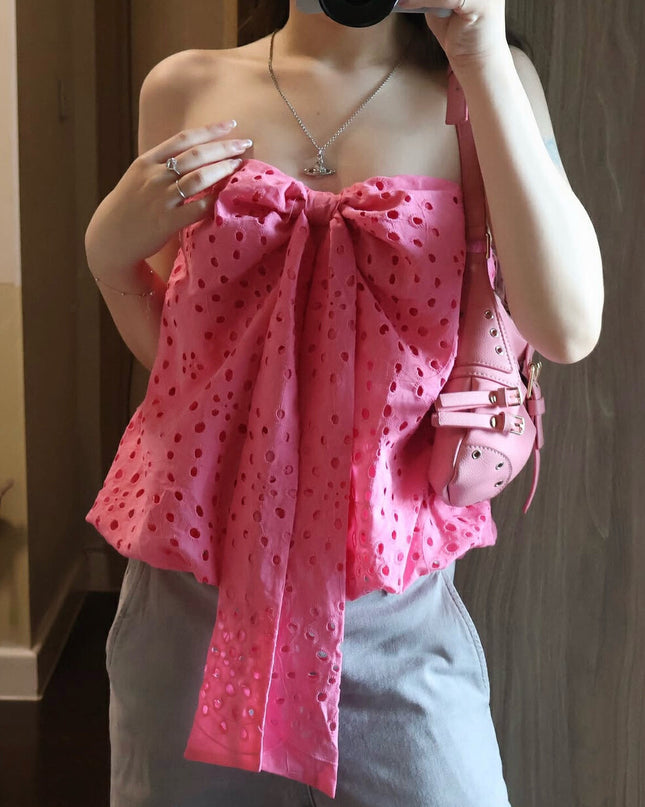 WG.WE Stylish Bow Tie Strapless Top – Summer Cutout 2-Way Tank