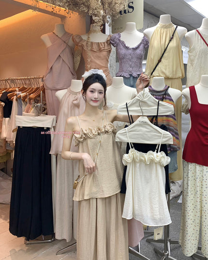 AS OFFICIAL Ruffle Cami + Wide-Leg Pants Set