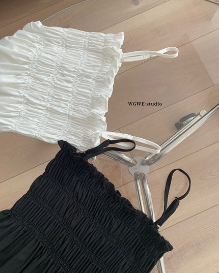 WGWE Pure Desire Pleated Ruffle Sleeveless Crop Top