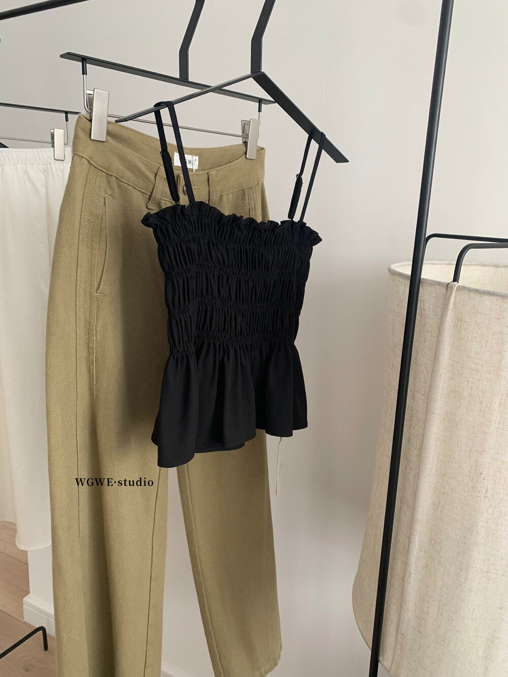 WGWE Pure Desire Pleated Ruffle Sleeveless Crop Top
