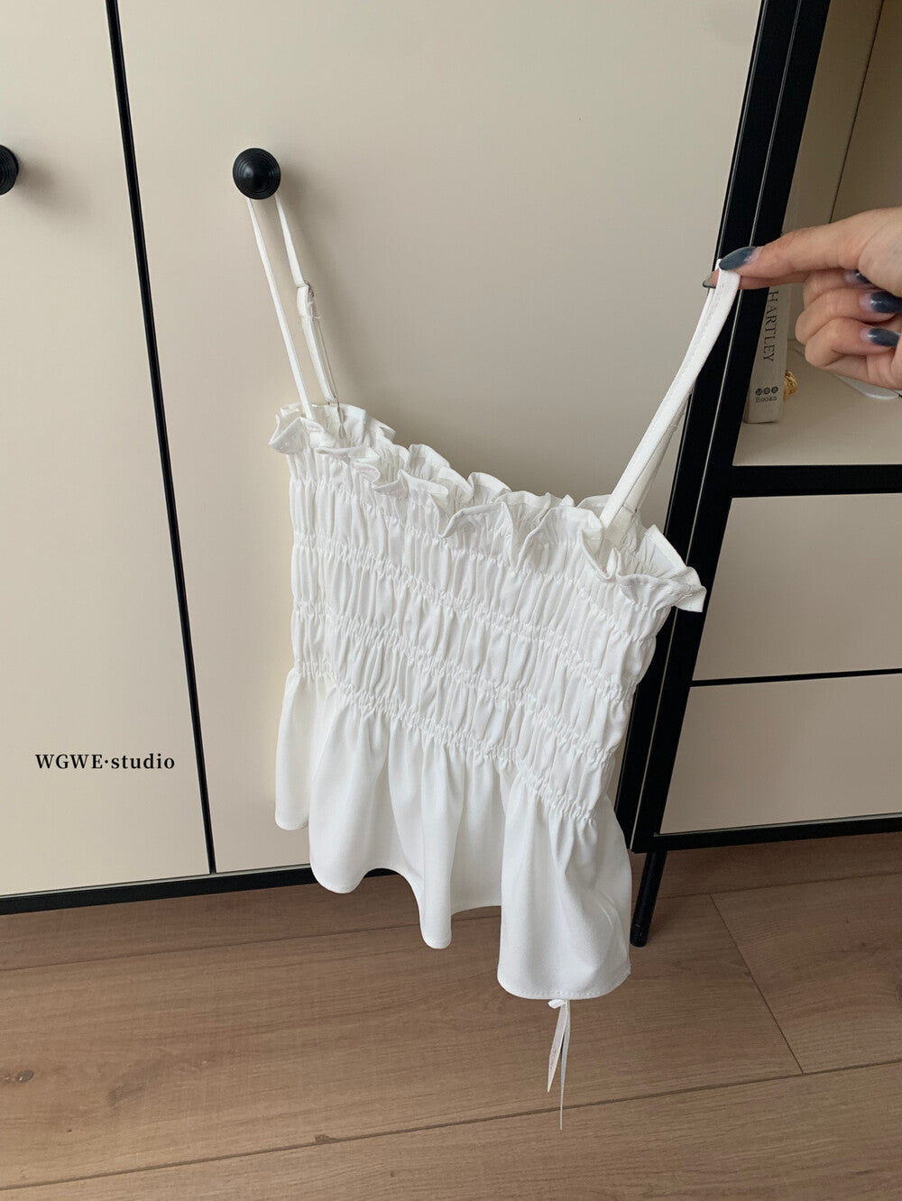 WGWE Pure Desire Pleated Ruffle Sleeveless Crop Top