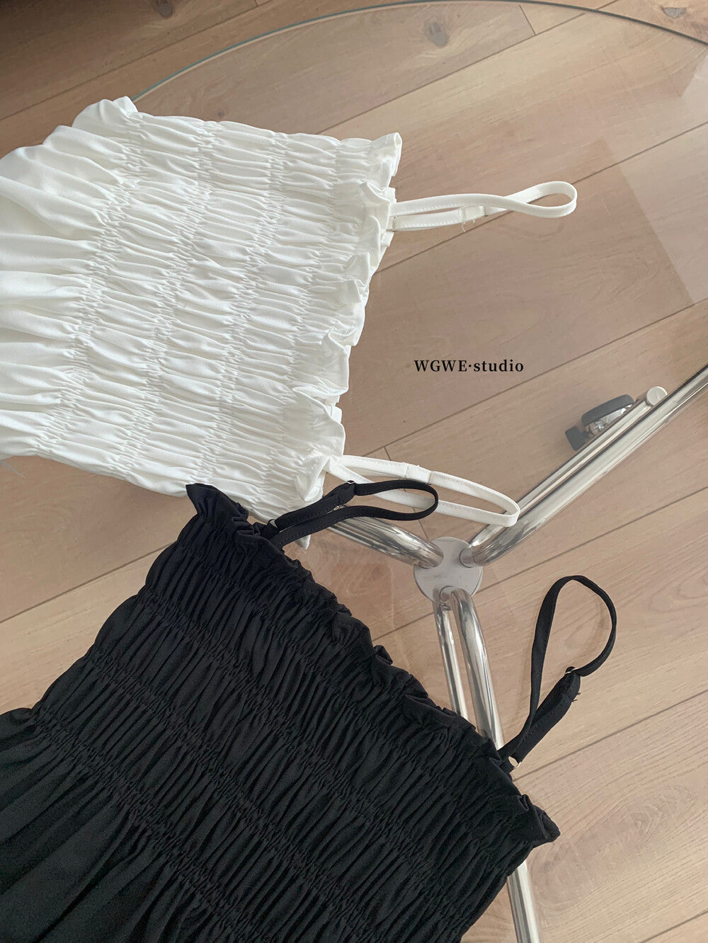 WGWE Pure Desire Pleated Ruffle Sleeveless Crop Top