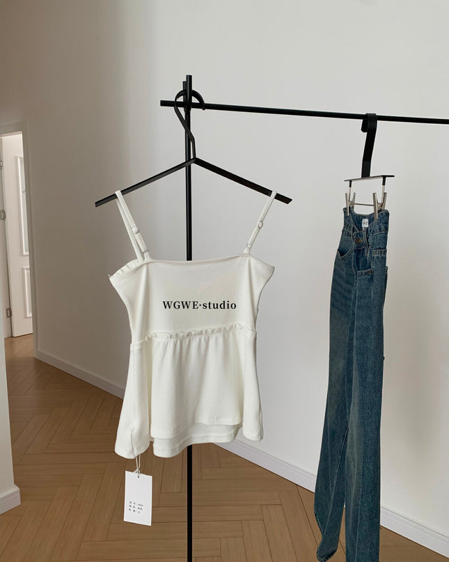 WGWE Crush-Inspired Ruched Butterfly Strap Cami Top