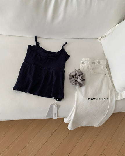 WGWE Crush-Inspired Ruched Butterfly Strap Cami Top
