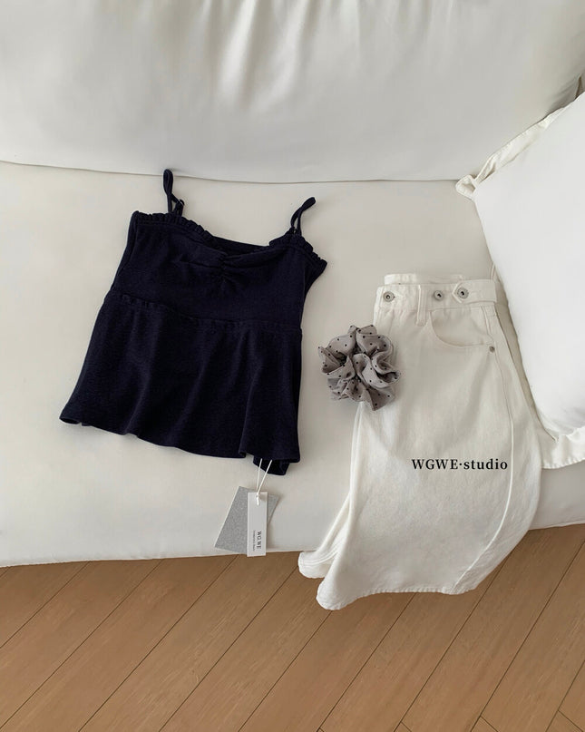 WGWE Crush-Inspired Ruched Butterfly Strap Cami Top