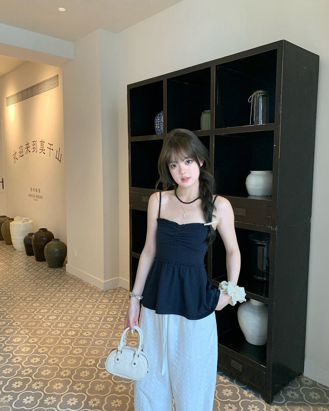 WGWE Crush-Inspired Ruched Butterfly Strap Cami Top