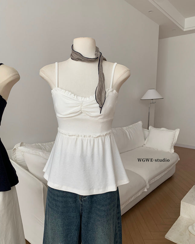 WGWE Crush-Inspired Ruched Butterfly Strap Cami Top