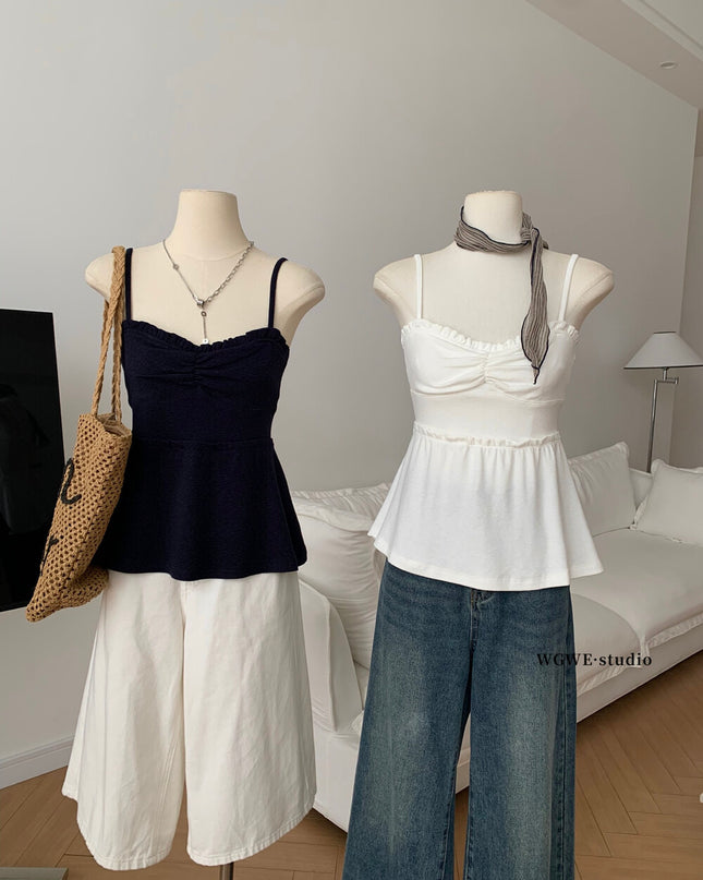 WGWE Crush-Inspired Ruched Butterfly Strap Cami Top