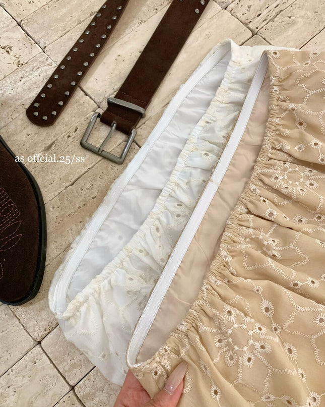 AS OFFICIAL Embroidered Halter Tie Tube Dress (With Belt)