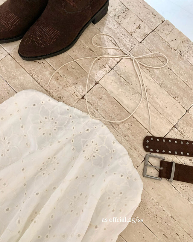 AS OFFICIAL Embroidered Halter Tie Tube Dress (With Belt)